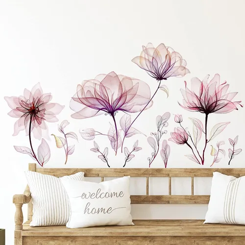 Vista 21 de Zonon 6 calcomanías de pared de flores, calcomanías para despegar y pegar