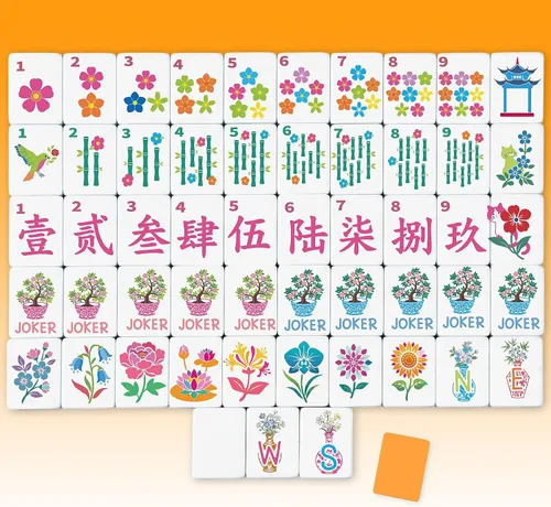 Vista 18 de Arrowbash 160 piezas American Mahjong Set 1.2 Inch Chinoiserie Azul