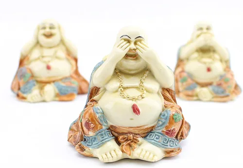 Vista 2 de We pay your sales tax 3 figuras de monjes de Buda Feng Shui, estatuas para decoración del hogar, regalo de cumpleaños, regalo de inauguración