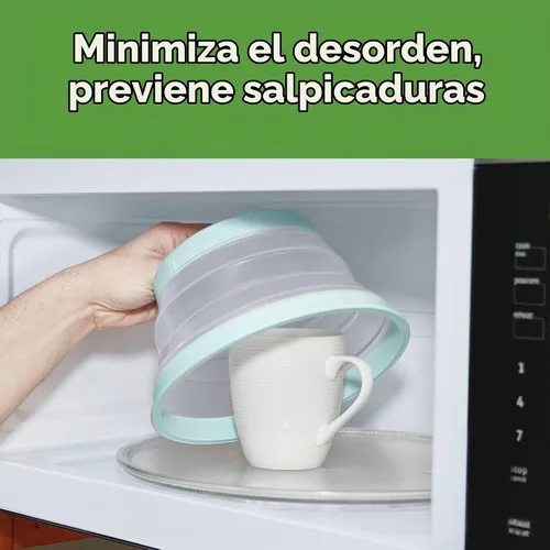 Vista 2 de Tovolo Cubierta para Plato de Microondas Pequeña en Azul Neblina Plegable Ventilada de Silicona Cubierta Antisalpicaduras para Microondas, Apta