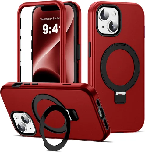 Vista 25 de Funda compatible con iPhone 13 y 14 de 6.1 pulgadas con soporte de anillo magnético [protección militar contra caídas] [compatible con Mag-Safe]
