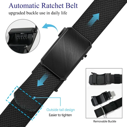 Vista 3 de LionVII Cinturón elástico de trinquete para hombre, cinturón elástico para trabajo con hebilla automática para hombres, ajustable para adaptarse a