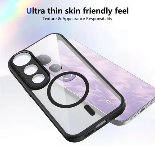 Vista 208 de Funda magnética transparente compatible con Xiaomi 17T, color negro 2 en 1 PC + TPU cubierta de teléfono a prueba de golpes, carcasa protectora