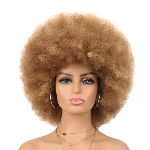 Vista 7 de G&T Wig Pelucas rizadas afro de los años 70 para mujeres negras, sin pegamento y suaves pelucas afro negras grandes, con volumen y suaves de aspecto