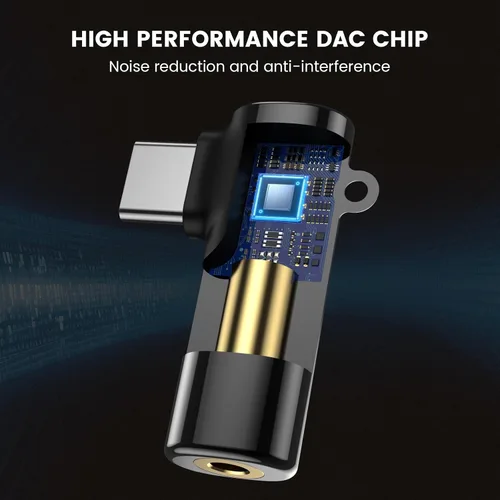Vista 2 de MOSWAG Adaptador de auriculares USB C a conector tipo C de 0.138 in, micrófono auxiliar en ángulo derecho, dongle de audio de aleación de zinc