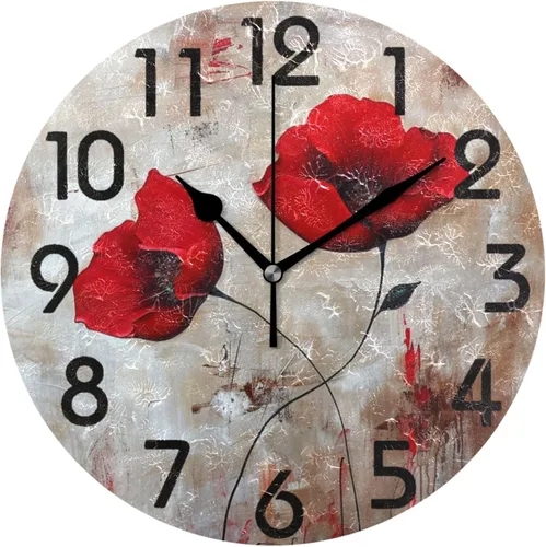 Vista 29 de Reloj de pared redondo retro de otoño con dos gnomos y calabaza de 10 pulgadas, funciona con pilas, reloj de escritorio analógico silencioso sin
