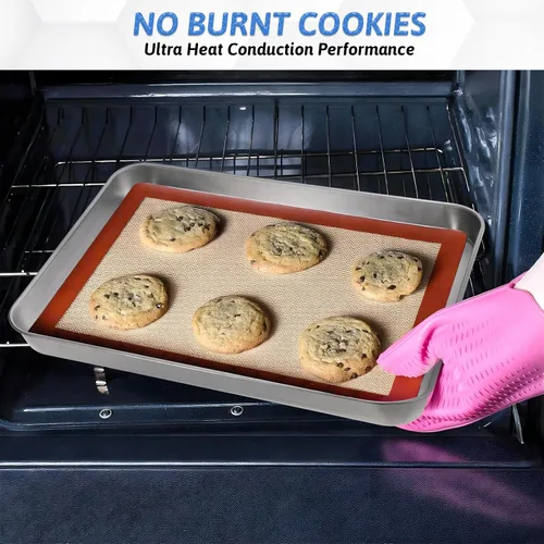 Vista 7 de 2 piezas de bandejas para horno tostador para hornear, hojas de hornear de 9x11, hoja para galletas de acero inoxidable, bandejas pequeñas