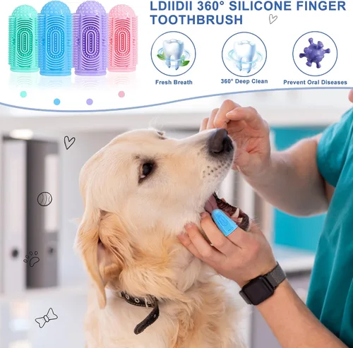 Vista 6 de Paquete de 8 cepillos de dientes para perros, kit de cepillado de dientes para perros, cepillo de dientes para limpieza de dientes y cuidado dental