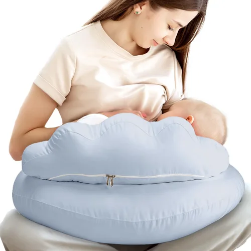 Vista 17 de Almohada de Lactancia PILLANI para Amamantar, Almohada de Pecho con Barrera de Seguridad para Mayor Comodidad, Registro de Bebé, Funda de Algodón