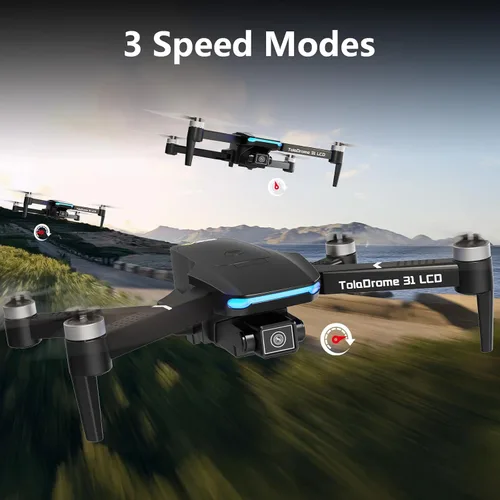 Vista 6 de Toladrone TD31LCD RC - Dron con pantalla LCD, dron plegable para principiantes con transmisión de imagen digital en tiempo real, función de ajuste