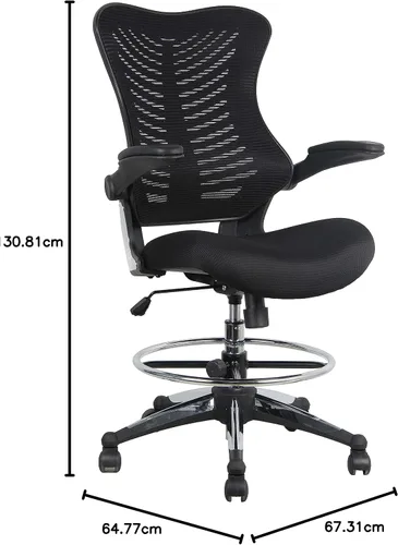 Vista 11 de Silla ergonómica de 300 libras para dibujar, silla de oficina alta, silla de escritorio para estar de pie, con reposabrazos abatibles, asiento