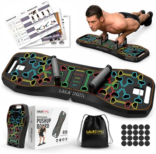 Vista 8 de Upgraded Push Up Board,36 in 1 Home Gym Equipment with Ab Roller Wheel & Resistance Bands, Portable Foldable Workout Board for Full Body Strength