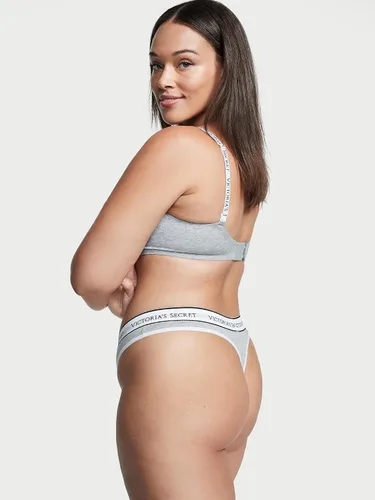 Vista 3 de Victoria's Secret Paquete de tangas de algodón con logotipo, ropa interior para mujer (XS-XXL)