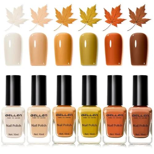 Vista 29 de GELLEN Juego de Esmalte de Uñas en 4 Colores Negro, Blanco, Gris & Base y Capa Superior, Esmalte de Uñas de Tendencia Otoño/Invierno Negro, Blanco