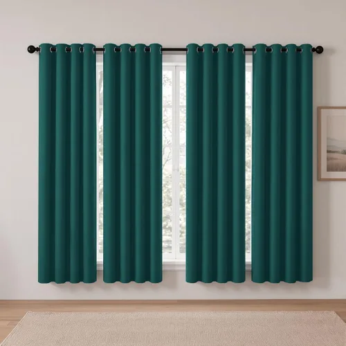 Vista 48 de Cortinas de oscurecimiento de habitación de 45 pulgadas de largo para dormitorio y sala de estar, cortinas térmicas aislantes con ojales