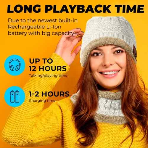 Vista 2 de Gorro inalámbrico Bluetooth con bufanda Gorro para auriculares Gorro inalámbrico con Bluetooth