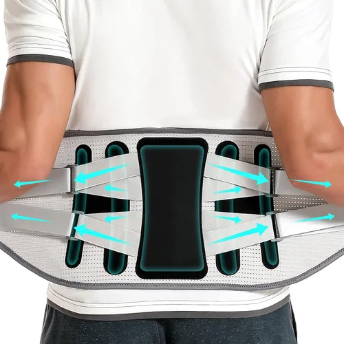 Vista 6 de Fajas para la espalda para alivio del dolor lumbar con placa de soporte grande, cinturón de soporte para la espalda transpirable