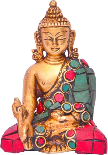 Vista 4 de Purpledip Ídolo de resina Lord Buda: Estatua para decoración de meditación (11027A)