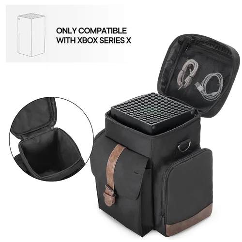 Vista 2 de LoDrid Game Console Carrying Case Compatible with Xbox Series X, Storage Travel Case with Multiple Pockets for Controllers, Cables, Portable Hard