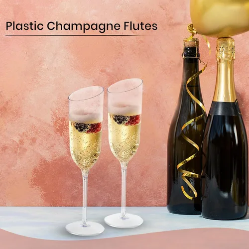 Vista 3 de Paquete de 10 copas de champán desechables de plástico transparente de 3.5 onzas, copas de champán de plástico para bodas, fiestas, regalo