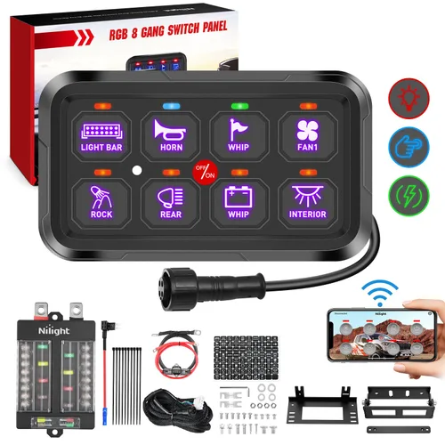 Vista 28 de Nilight Sistema de relé de control de circuito azul 12V 24V del panel