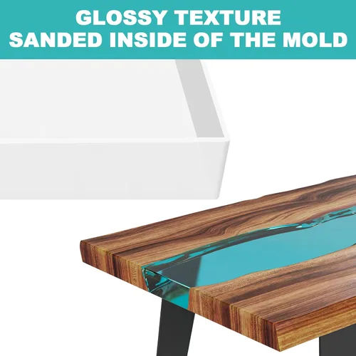 Vista 9 de Sntieecr Moldes de resina rectangular grandes para mesa, 16 x 12 x 2.4 pulgadas, molde de resina de tablero de charcutería, molde de mesa epoxi