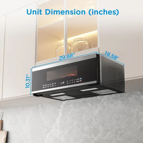 Vista 7 de Midea MMO12S3ASTZ Microondas de sobremesa, 1.2 pies cúbicos Microondas delgados con cocción por sensor, Microondas de acero inoxidable, 1000W