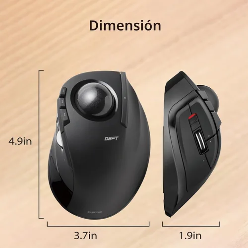 Vista 7 de ELECOM Deft Trackball Mouse inalámbrico, ergonómico M-DT2DRBK Bola negra/negra