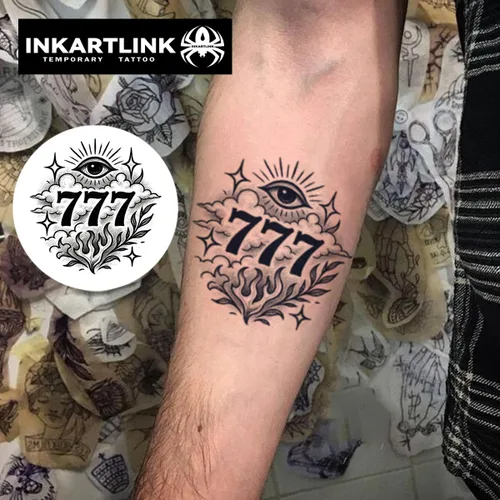 Vista 2 de INKARTLINK Tattoo Tech, 2 hojas de tatuaje semipermanente mediano, tatuajes temporales de diseño artístico para adultos, dura 1-2 semanas