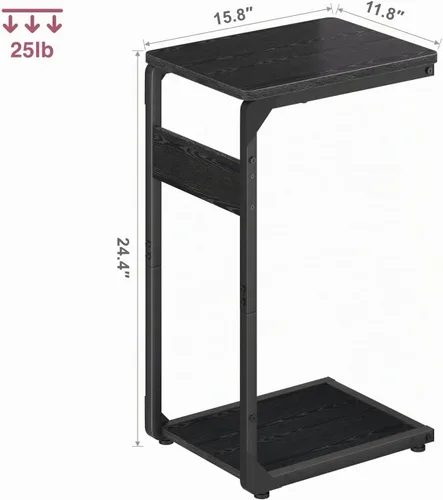 Vista 3 de Mesa auxiliar pequeña del sofá del pedestal de madera para el sofá, mesa Negro