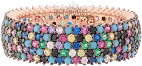 Vista 2 de Diseño especial 5 Líneas Multipiedra Turca Joyería hecha a mano Amatista Rosa Rubí Turquesa Zafiro Citrino Topacio Piedra 925 Anillo de Plata de Ley