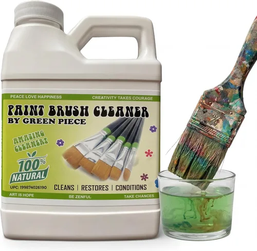 Vista 12 de Green Piece® Paint Brush Cleaner & Restorer – 100% Natural, Non-Toxic Formula – Made in USA – Cleans Wet or Dry Paint – Safe for Hands – Works on