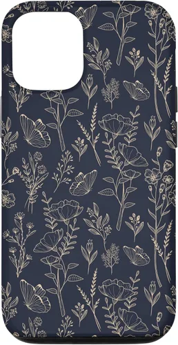 Vista 28 de Butterfly Meadow Botanical Wildflower Pattern (Azul Marino) Funda para iPhone 17