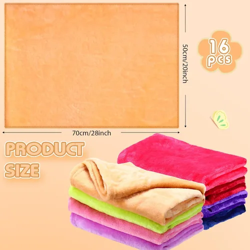 Vista 4 de Kinlop Manta de franela de 16 piezas, suave y cálida, manta de cama para recién nacido, viajes, 16 colores (20 x 28 pulgadas)