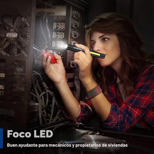 Vista 3 de WORKPRO Luz recargable de la pluma, linterna LED de 450 lúmenes con luz UV Negro