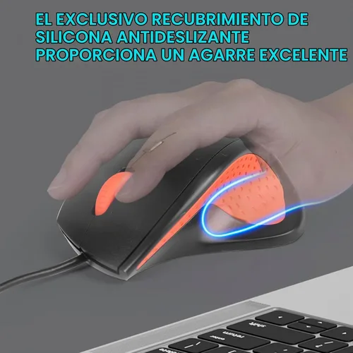 Vista 7 de ONE-UP Mouse de oficina con cable, diseño ergonómico, agarre de silicona antideslizante, 600/1000/1600 DPI ajustable, cable de 5 pies, compatible