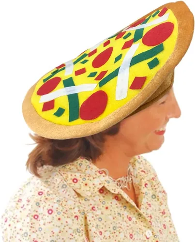 Vista 5 de ArtCreativity Divertido sombrero de pizza, divertido accesorio de disfraz de Halloween para niños y adultos, decoraciones de suministros de fiesta