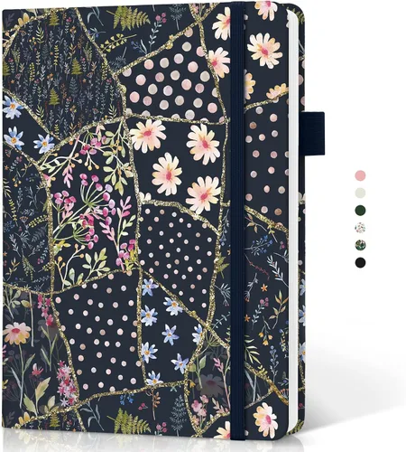 Vista 26 de Taja Cuaderno rayado para mujeres y hombres, diario de cuero de tapa dura para escribir, cuaderno de rayas universitarias A5 para trabajo y toma