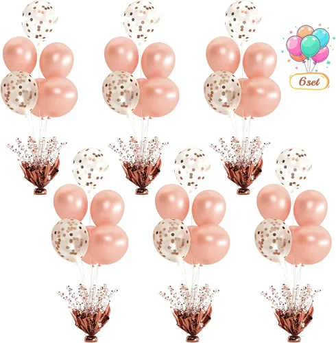Vista 34 de 2 Juego de Globos de Mesa Negros con Spray de Aluminio para Centro de Mesa con Globos Negros y de Confeti, Kit de Soporte para Decoración de Mesa