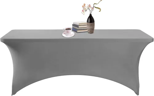 Vista 27 de Paquete de 2 fundas de mesa de elastano impermeables para mesas rectangulares, 6 pies, negras, elásticas, resistentes a manchas, para todas