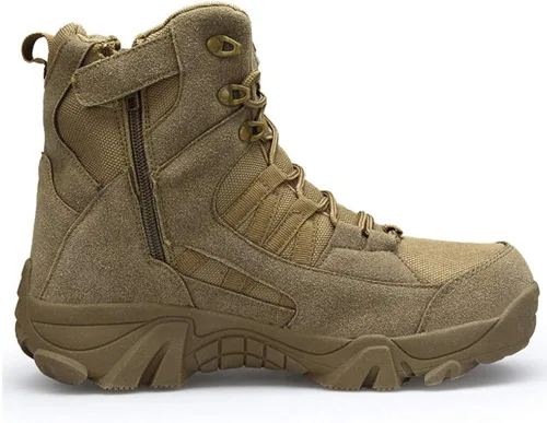 Vista 2 de Bitiger - Botas militares para hombre con cierre lateral de velcro, botas tácticas sport para montañismo, senderismo y combate