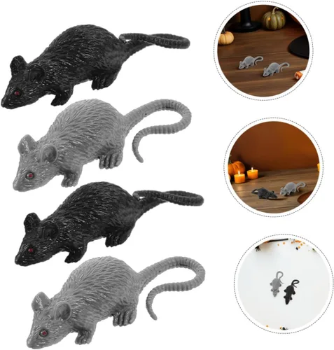 Vista 8 de DECHOUS 24pcs Simulated Mouse Realistic Halloween Prank Portable Lightweight Creepy Animal Figures for Party Decorations and Funny Interactions