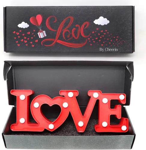 Vista 6 de Letrero de amor con luces, decoración del día de San Valentín, letras de marquesina de amor, decoración romántica iluminada de mesa para boda y Rojo