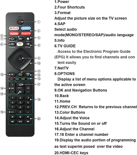Vista 4 de NH800UP RF402A-V14TV Reemplazo de control remoto compatible con todos los televisores LED inteligentes Philips Android 4K Ultra HD LED Smart LED