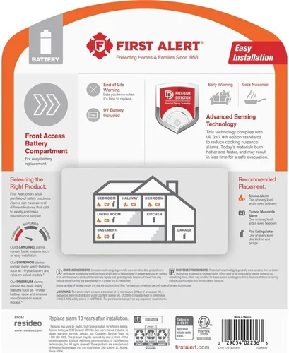 Vista 2 de First Alert Detector de humo de ionización alimentado por batería