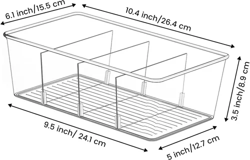 Vista 3 de wilfox Organización de despensa, paquete de 3 contenedores organizadores transparentes con divisores extraíbles para despensa, cocina, refrigerador