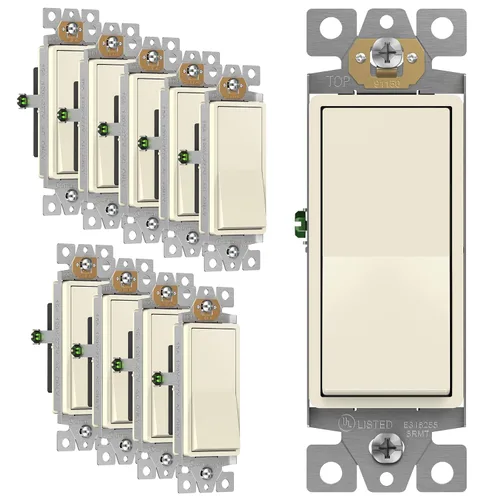 Vista 37 de ENERLITES - Interruptor de palanca decorativo de encendido/apagado con placas de pared, unipolar, 3 cables, tornillo de conexión a tierra, grado
