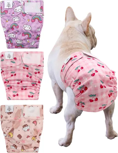 Vista 14 de CuteBone WWD28XS - Pañales lavables para perras, sin agujero para la cola, reutilizables, pantalones de entrenamiento para perritos, con cola