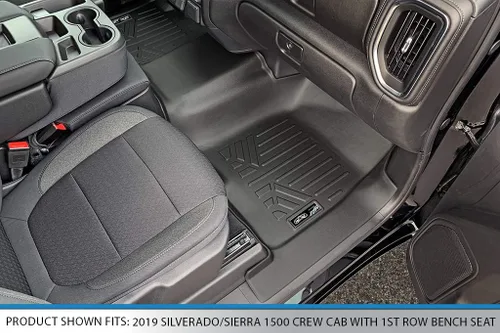 Vista 3 de SMARTLINER Alfombrillas de Suelo de Primera Fila Liner Compatibles con Chevrolet Silverado 1500 2019-2025