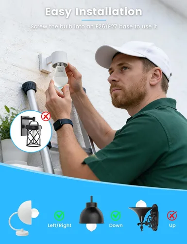 Vista 7 de Bombillas con sensor de movimiento, 100W Eq., E26, 110-130V, 5000K Blanco frío